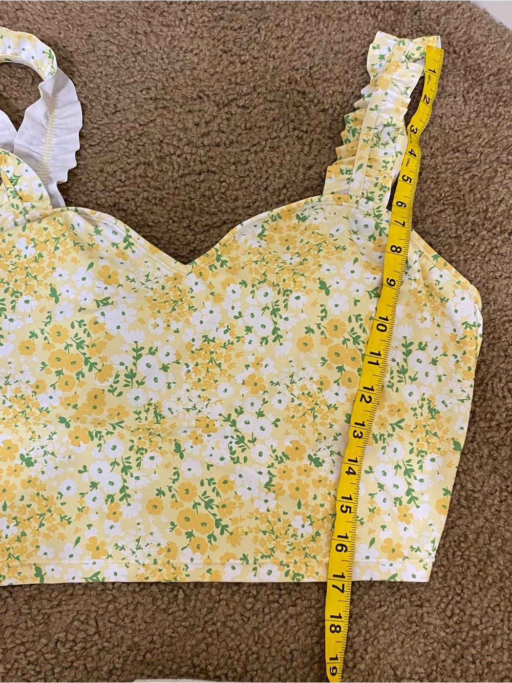 Yellow Floral Ruffle-Strap Bikini Top - Picture 6 of 6